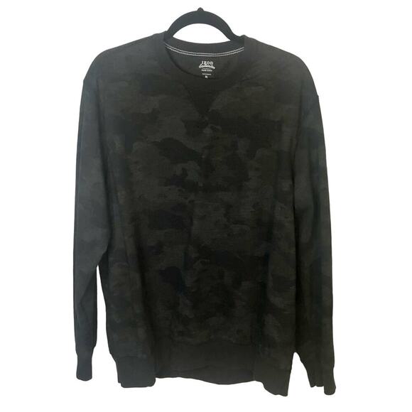 IZOD Saltwater Black & Gray Camouflage Pullover Sweatshirt Long Sleeve - Mens XL - Picture 1 of 6